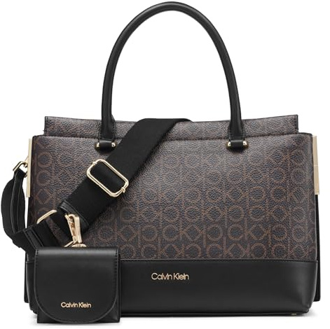 Calvin Klein Damen Triple Compartment Satchel Bianca Umhängetasche mit 3 Fächern