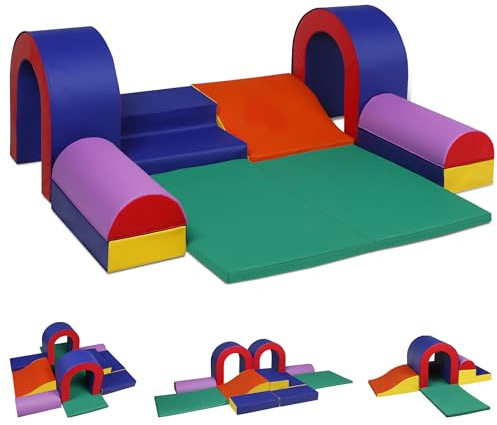 TODEFULL 10 Piece Foam Climbing Blocks, Soft Climbing Toys for Toddlers, Lightweight Baby Climbing Gym, Indoor Baby Activity Play Set for Crawling Climbing and Sliding