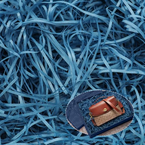 200g Füllmaterial Geschenkbox, Füllmaterial für Geschenke，Geschreddertes Papier für Osternest, Geschenkverpackung & Frühlingsdeko, Füllmaterial für Körbe, Eier & DIY Basteln (Blau)