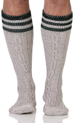 Harrys-Collection Herren Trachten-Kniestrümpfe Oktoberfest, Braun/Grün, 42
