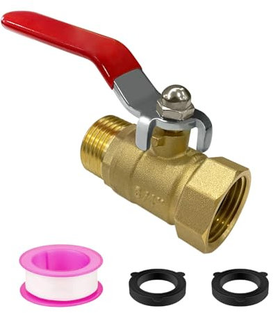 wantmatch Garden Hose Shut Off Valve Full Flow Water Hose Ball Valve 3/4''GHT Female to Male Lead-Free Compliant Brass Turn Off Valve Heavy Duty Shut Off Valve Hose Ball Valve