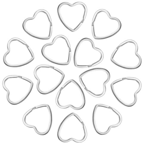 Metall Schlüsselring Herz,Mabor 15 Stück Schlüsselringe Herzform Schlüsselring DIY Karabiner Herz Bastelset Schlüsselanhänger 31mm Klein Schlüssel Ring für DIY Handwerk Schmuck Schlüssel Anhänger