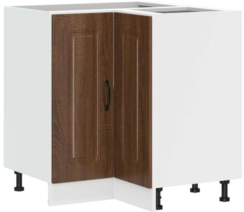 vidaXL Küchen-Eckunterschrank Kalmar Braun Eichen-Optik Holzwerkstoff, Eckunterschrank, Küchenschrank, Küchen-Eckunterschrank
