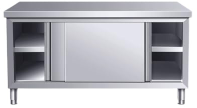 Küchenschrank aus Edelstahl mit Gasherdboden und Schneidetisch (80 x 60 x 80 cm)