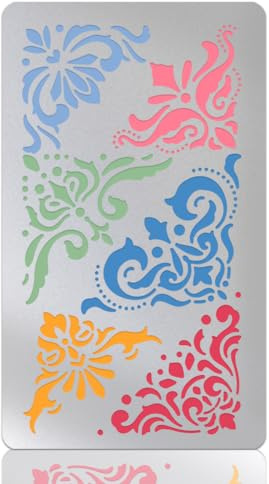 UNICRAFTALE 1 pz Stencil per Angoli In Mete con Bordo Floreale Modello per Angoli In Acciaio Inox Modello per Mobili Damascati per Decorazioni In Legno Carta e Tessuto