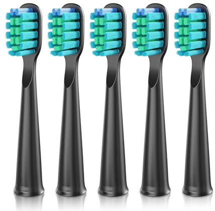 Dada-Tech Têtes de rechange pour brosse à dents électrique DT-22 - Lot de 5 (Noir souple (0.152mm))