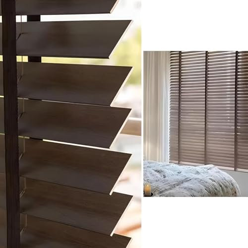 Eiauiuo Jalousien aus Holz Horizontale Innen Jalousie Echtholz Jalousette für Fenster 50mm Lamellen Sonnenschutz Hitzeschutz Rollos Sichtschutz Venezianische Jalousie Einfach Zu Montierende(40x60cm)