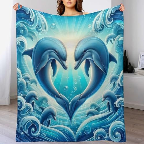 AAPZY Delfin Blanket Weiche Flannel Fleece Decke Für Kinder Und Erwachsener, Vier Jahreszeiten Wohndecke Für Bett/Couch （130×180cm）