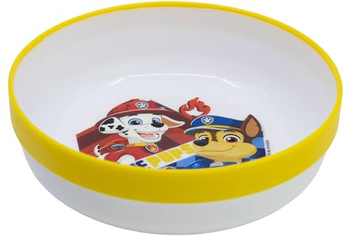 Stor Ciotola Bambini Paw Patrol 902ml con Base Antiscivolo, Plastica, Adatta Microonde, Scodella Bimbi per Casa e Scuola