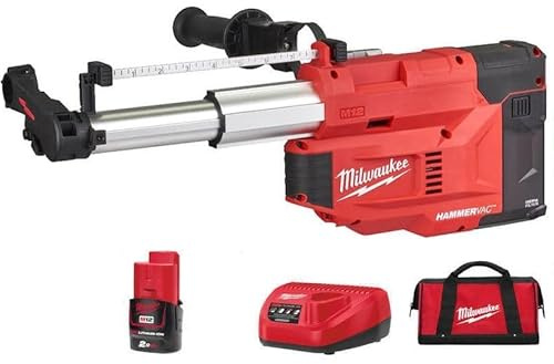 Milwaukee M12 UDEL-201B 12V Universal Dust Extractor with 1 x 2.0ah Battery, Charger & Bag
