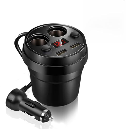 Car Charger, Zubehör Innenraum, Auto Getränkehalter Einsatz, Cup Dual USB Auto Ladegerät mit Draht Multifunktion Zigarette Leichter für Telefon Tablet PC