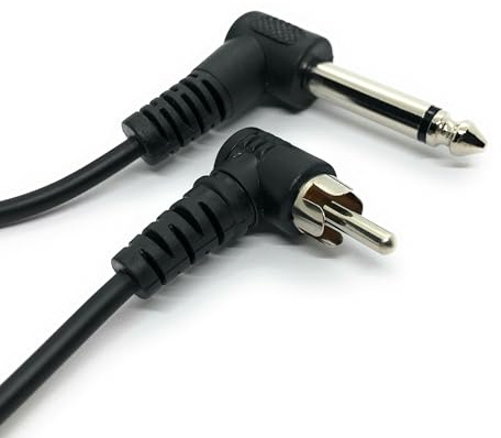 Ome Audio 6.35mm (1/4-Inch) Right-Angled Mono (male-to-male) TS Jack To RCA (Phono) Audio Cable For Musical Instruments, Amplifiers, Mixers, Guitar Pedals (1m)
