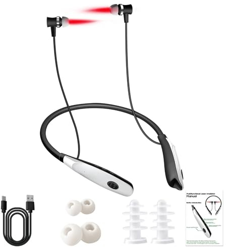 Terapia a luce rossa a infrarossi, dispositivo di per l'acufene, cuffie ricaricabili, batteria da 500 mAh, design a del collo, irradiazione del canale uditivo, ideale per l'uso