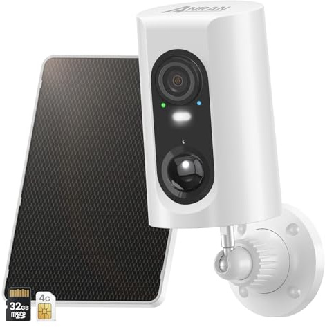 ANRAN 4G LTE Outdoor Surveillance Camera with SIM Card(32GB SD Card), 2K Wireless Solar/Battery Camera, No WIFI Need, PIR Motion Detection, Colour Night Vision, Two-Way Audio, IP66