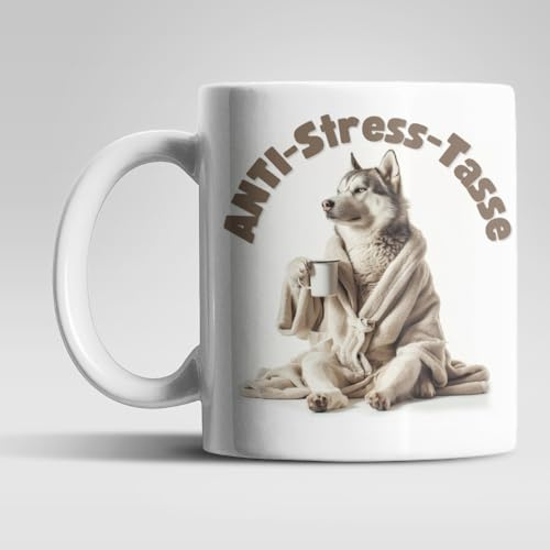 Anti Stress Husky Kaffeetasse Teetasse Tasse Geschenkidee 325 ml