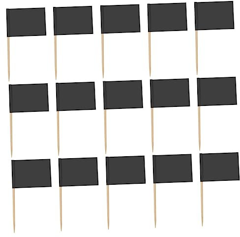 Healifty Banderines para Palillos de Dientes Negros y Blancos de Papel y Madera, 200 Piezas, Ligeros y Fáciles de Usar para Decoración de Postres en Fiestas Familiares