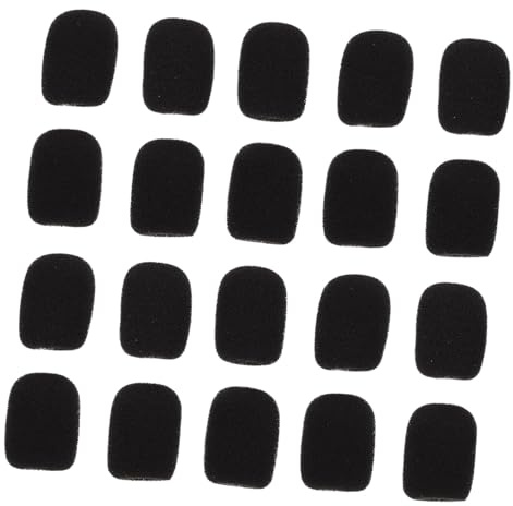 BESPORTBLE 20 Piezas Fundas de Esponja para Micrófonos de Solapa Paravientos para Micrófonos Accesorios de Diadema Uso Estudios de Grabación Color Negro