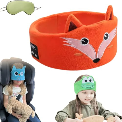 Nappy Stirnband Mit Bluetooth Lautsprechern, Schlafmaske Mit Kopfhörer Für Kinder Nickerchen Reisen, Weich Und Bequem, Kein Druck, Waschbar, Kinderfreundlich, Universelle Größe (STIL-5)