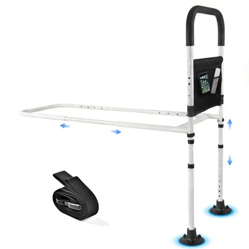 Barandilla Cama Adulto,Barandillas para Camas de Adultos,altura regulables,barrera cama adultos con bolsas almacenamiento,capacidad carga150kg,adecuado para personas mayores,discapacitadas embarazadas