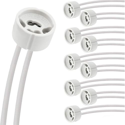 MejaRizon GU10 Fassung für LED und Halogen, 15CM Silikon-Stromleitung 0.75mm², VDE, GU10 Keramiksockel für LED, Glühlampe, Halogen, Hitzebeständigkeit bis 600℃, 220-250V, 0-300W