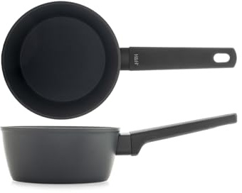 H&H Casseruola 1 Manico Polaris in Alluminio con Rivestimento Antiaderente Grigio Antracite Ø 16 cm – Adatta a Tutti i Piani Cottura, Compreso Induzione e Vetroceramica