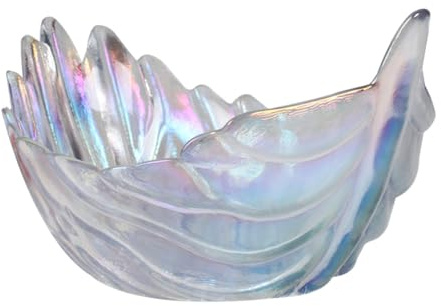 DOITOOL Nordic Style Colourful Feather Glass Salad Bowl for Desserts | Lead-free Glass, Non-slip Base, Delicate Simple Design, for Family Gatherings and Bars, Decorative Serving Bowl