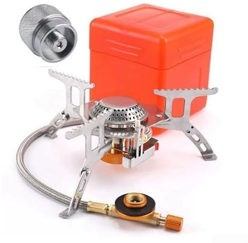 Fornello a gas da campeggio portatile da 3500 W, bruciatore a gas diviso con accensione antivento per cucinare all'aperto e barbecue (2)