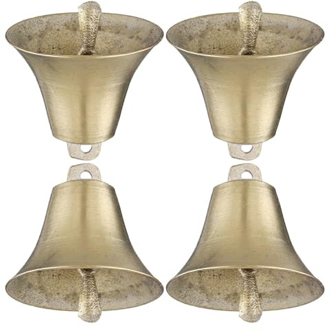 SOLUSTRE Campane da Pascolo in Rame 4 Pezzi, Campanelli di Metallo per Bestiame Piccoli e Rumorosi, Accessori per Animali da Fattoria e Decorazione Vintage