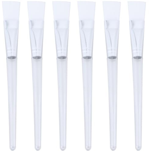 Operitacx Juego de 6 Pinceles para Mascarilla Facial Mango Transparente de Nylon y Metal, Aplicación Uniforme y Fácil de Transportar para Uso Profesional o Personal
