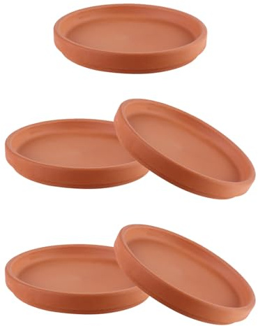 BESTonZON Soucoupes pour Plantes en Céramique Légères et Faciles à Nettoyer Lot de 5 Assiettes de Pot de Fleurs en Terre Cuite pour Pot de Jardinière Adaptés Camping