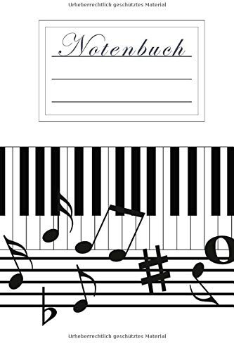 Notenbuch: Notenbuch für Musiker und Komponisten/ 50 Seiten /Blanko Staff Papier/ Manuskript Papier /Piano /Gitarre/ Violine/ Keyboard / 6x9 Forma DIN A5/Soft Cover matt