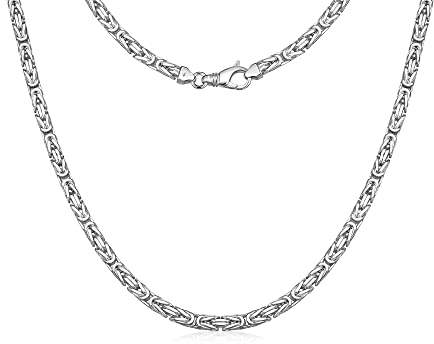 Silberketten Store Königskette 925 Silber Herren 5 mm Stärke I Männer Silberkette mit Karabiner Verschluss I Panzerkette Herren vierkant hochglanz
