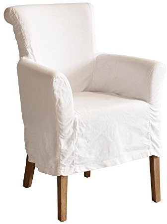 Loberon Stuhl Amherst, weiß | Abnehmbare Husse, Elegantes Design, Klassischer Look, Esszimmerstuhl, Sitzmöbel, Eichenholz, Baumwolle