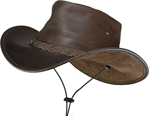 Harrys-Collection Damen Herren Leichter Lederhut aus Rindleder in 3 Farben!, Größe:S, Farben:dunkelbraun