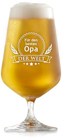 AMAVEL Bierglas mit Der Beste Opa der Welt Gravur, Personalisiert mit Name, Füllmenge: ca. 0,38 l