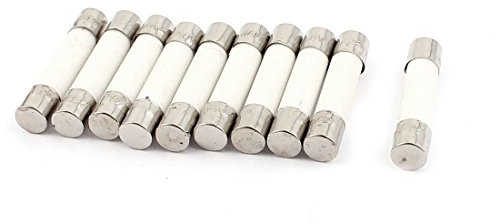 sourcing map Fusible Cilindro Tapa Cerámica Tubo Fusible Eslabones 5 x 25mm 250V 6.3A 10 Piezas