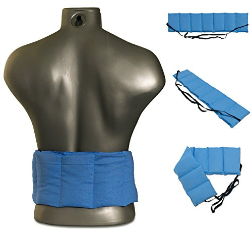 Leinsamenkissen 7-Kammer mit Band, 65x15 hellblau. Wärmekissen. Körnerkissen Rücken Wärme & Kälte