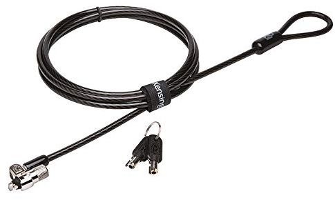 Kensington K65020EU - Microsaver 2.0 Padlock with Key for Laptop with Cable Made of Steel and Carbon, 10 mm Heavy Duty Head and T-Bar Technology on the Lock, 1.8 m Length, Gray