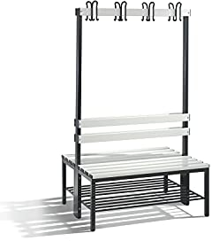 C + P Möbelsysteme C+P | Umkleidebank Basic | doppelseitig | Kunststoffleisten | Länge 1000 mm | lichtgrau | Schuhrost