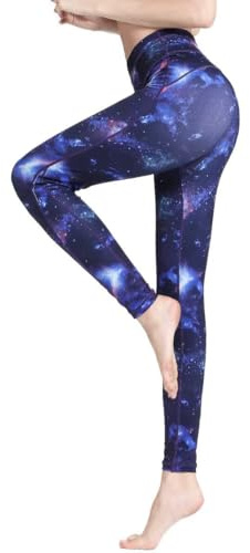 HAPYWER Yoga Leggings Damen High Waist Yogahose Bunt Gym Sport Leggings Tummy Control Running Workout - Stretch Kompressionshose mit Aufdruck für Frauen(Sternenhimmel,M)