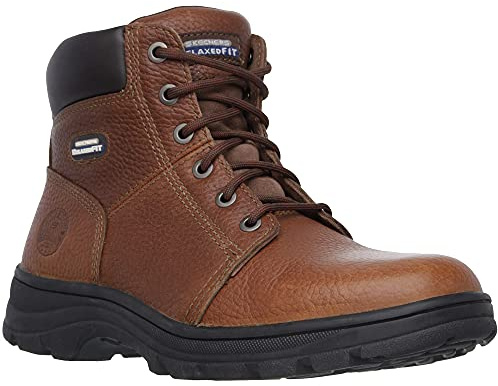 Skechers Herren Workshire Kampfstiefel, Black Embossed Leather, 46 EU