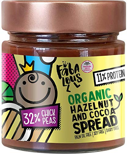 Fabalous Organic Chocolate Spread (Hazelnut & Cocoa Spread) Vegan, Dairy Free, No Palm Oil, Less Sugar, More Protein 200g