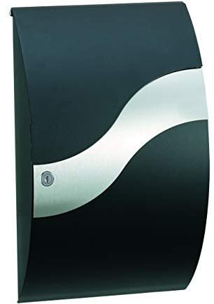 MEFA by Renz Briefkasten Wave 630 (Farbe Tiefschwarz, Verzinkt, Einwurfklappe vorne, Entnahme vorne, Größe: 540x315x155 mm) 6300900M