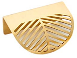 jiajulashou123 Blatt Griffe Massives Kupfer Möbelgriffe Schrankgriff Stangengriff Küchengriffe Küche Türgriffe Schuhschrankgriff im Stil,100% reines Kupfer,Gold(60mm-Hole distance 40mm)