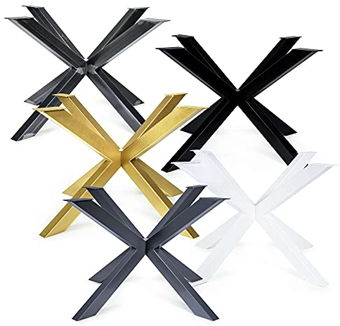 Magnetic Mobel Tischgestell Atal Tischbeine Kreuzgestell Tischkufen Stahl Metall Esstisch Schreibtisch Konferenztisch (Industrial (Klarlack), 120x120 cm)