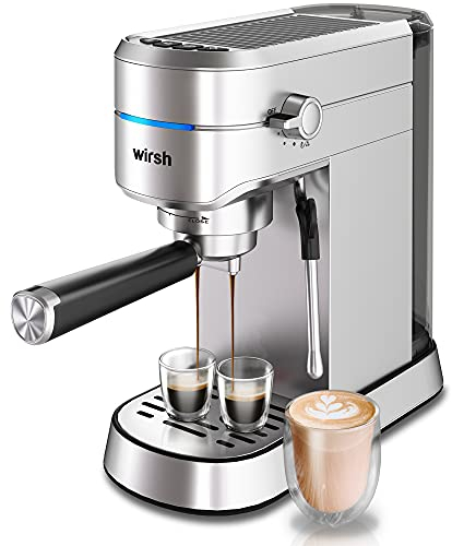 wirsh Espresso Machine, 15 Bar Espresso Maker with Commercial Steamer for Latte and Cappuccino, Espresso Coffee Machine with 40oz Removable Water Tank, Full Stainless Steel