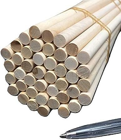 Trustleaf 10mm x 300mm Birch Hardwood Wooden Craft Sticks/Dowels - Seconds - Pack of 100 Dowels