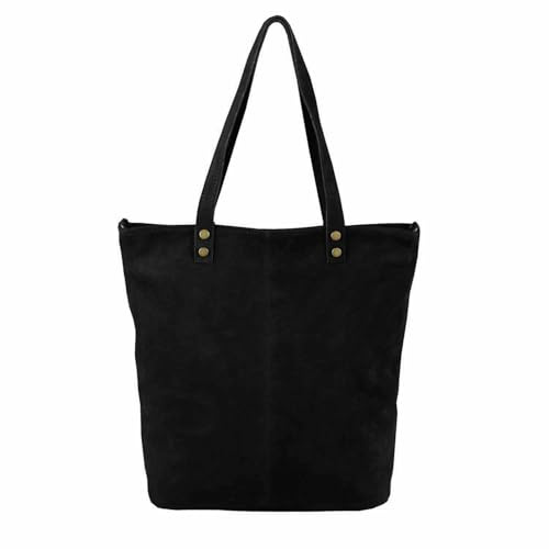 ITALYSHOP24 Made in Italy Damen Leder Tasche XL Shopper Tote Hobo Bag Wildleder Henkeltasche Handtasche Umhängetasche Ledertasche Schultertasche DIN-A4