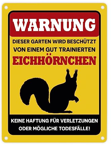 Warnung dieser Garten wird beschützt von einem Eichhörnchen Metallschild in 15x20 cm als lustige Dekoration für den eigenen Garten um unerwünschte Gäste und vielleicht auch Tiere