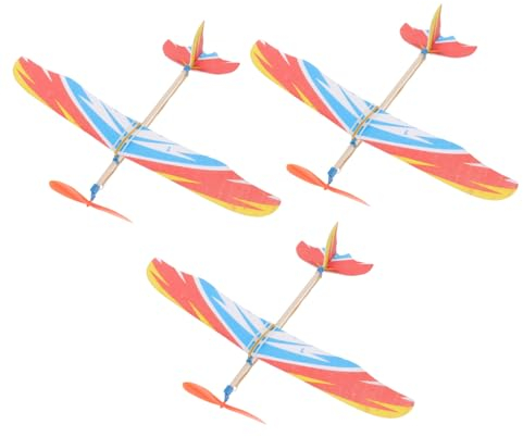 TOYANDONA 3Pcs Balsa Wood Airplane Kits, Rubber Band Powered Airplane Model Glider Planes Airplane Birthday Party Favor, Educational Toy for Kids, Ideal for Parent-Child Interaction and Outdoor Fun